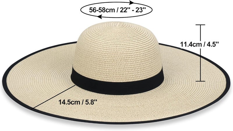Naivlizer Women Wide Brim Sun Hat UPF50 Straw Summer Hat Floppy Beach Hat Roll-Up - Image 5